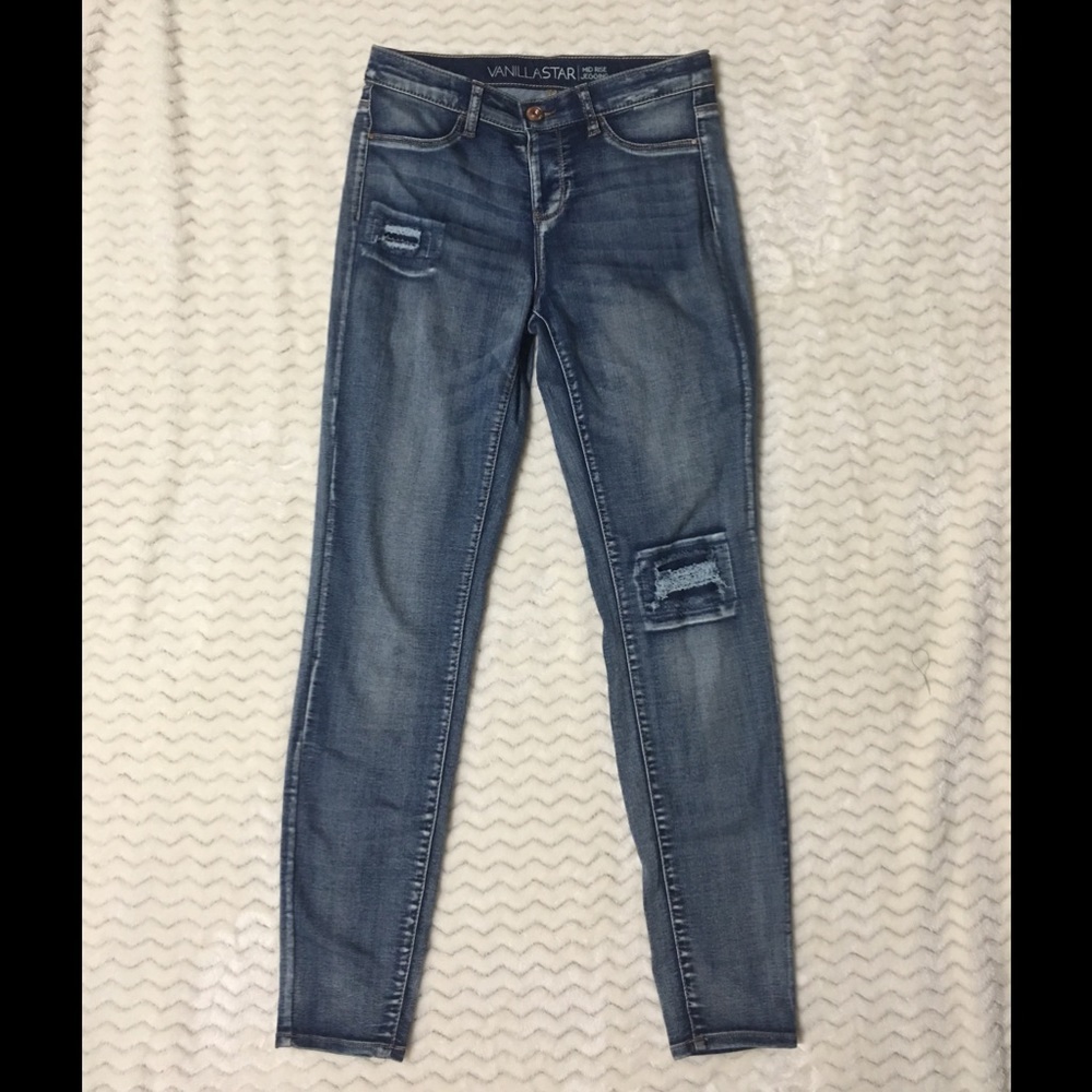 Vanilla star lightly distressed skinny jeggings